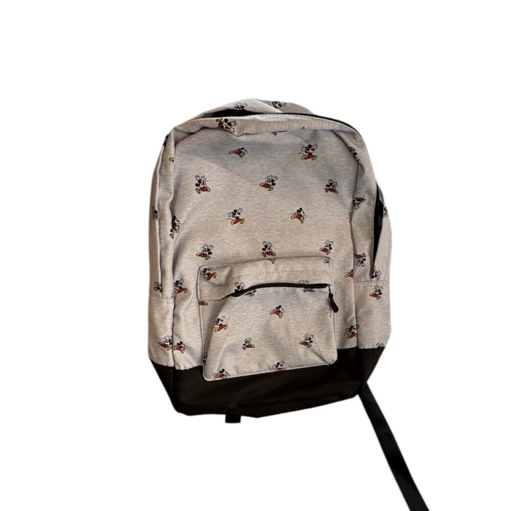 Disney Store Parks Grey Mickey Mouse Head Allover Print Adult Backpack 18"